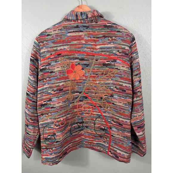 Coldwater Creek Thick Jacket Women's Size 1X Colorful Floral Embroidered Lined - Picture 9 of 10
